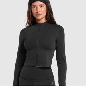 Gymshark Everyday Seamless Zip Track Top Black Long Sleeve Zip-Up Jacket